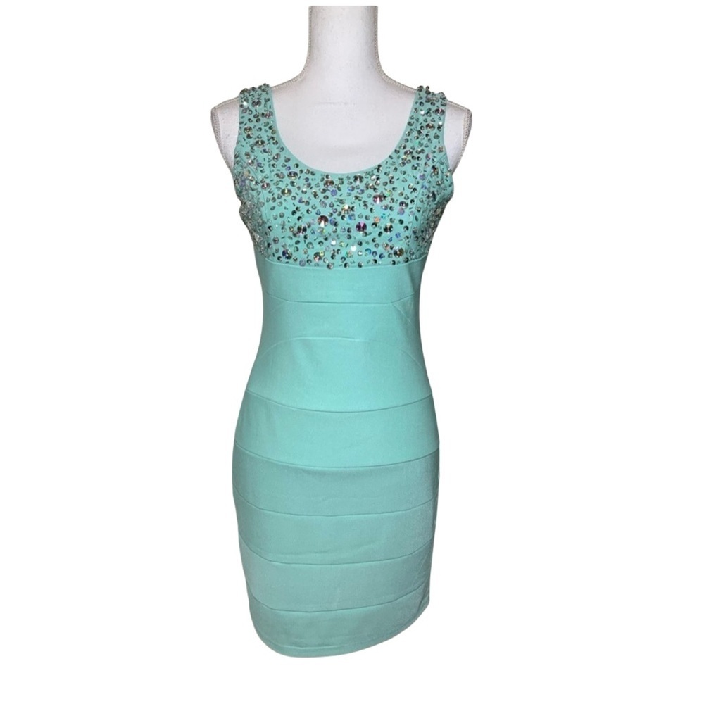 NWOT Deb Sequin Bodycon Party Dress Women Medium Mint Green